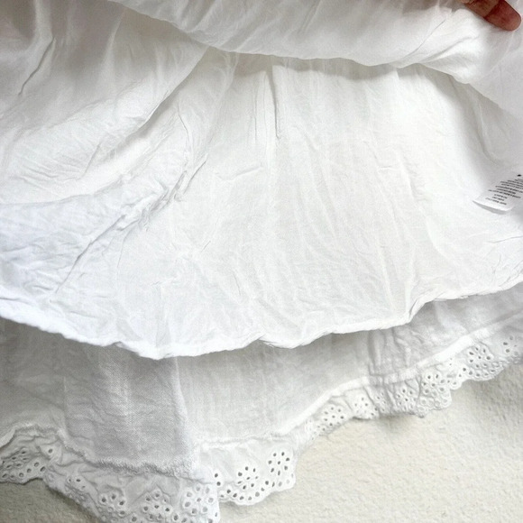 Rails Caralyn White Linen Short Eyelet Ruffle Tie Dress Small - Picture 7 of 11